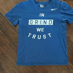 Nike “In Grind we Trust” Blue Tee Sz S